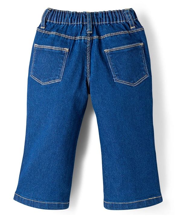 Babyhug Full Length Denim Jeans with Sequin Detailing - Blue