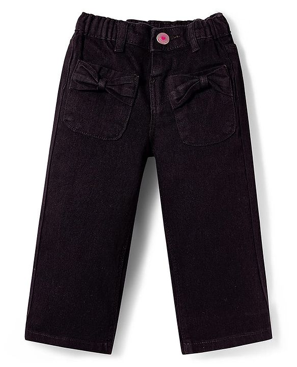 Babyhug Denim Full Length Washed Jeans With Stretch - Black