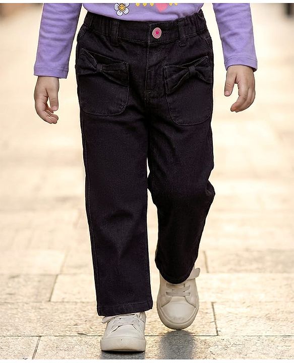 Babyhug Denim Full Length Washed Jeans With Stretch - Black