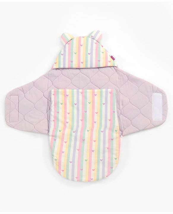 Babyhug Premium 100% Cotton Bear Shaped Carry Nest Cum Sleeping Bag for Babies - Beige - Woodland Theme| Soft Cotton| Snug Wrap Design| Easy-Access| 04 Months Babies| Newborn Essential
