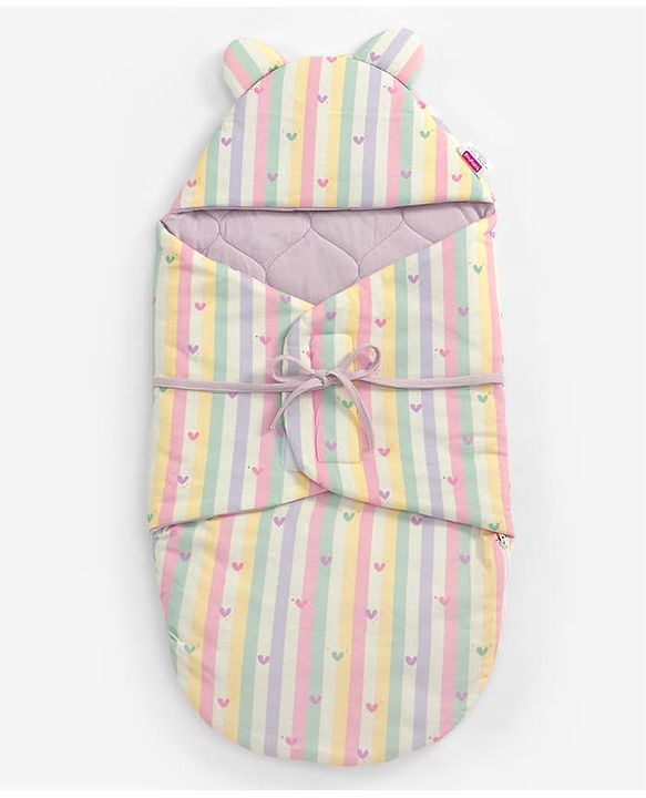 Babyhug Premium 100% Cotton Bear Shaped Carry Nest Cum Sleeping Bag for Babies - Beige - Woodland Theme| Soft Cotton| Snug Wrap Design| Easy-Access| 04 Months Babies| Newborn Essential