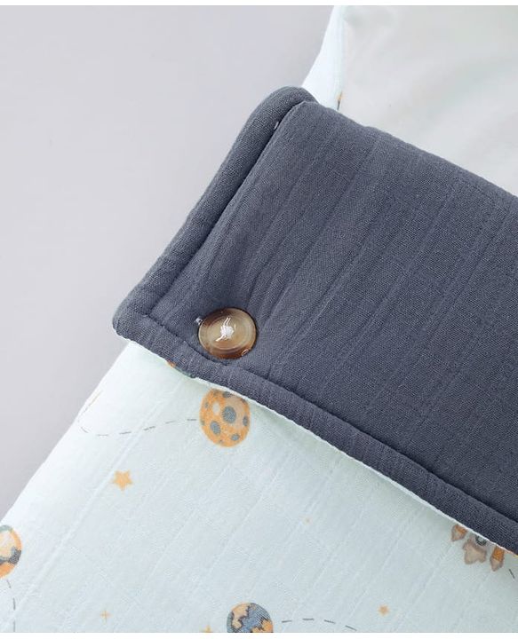 Babyhug Premium 100% Cotton Muslin Sleeping Bag - Woodland Print - Beige| Breathable Baby Sleep Sack| Hooded Swaddle Wrap| Easy Button Closure| Soft Lightweight| New Born Essential