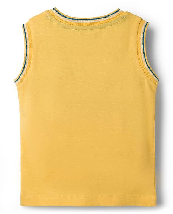 Babyhug Cotton Knit Sleeveless Tank T-Shirt with Text Print Pack of 3 - Red Yellow & Blue