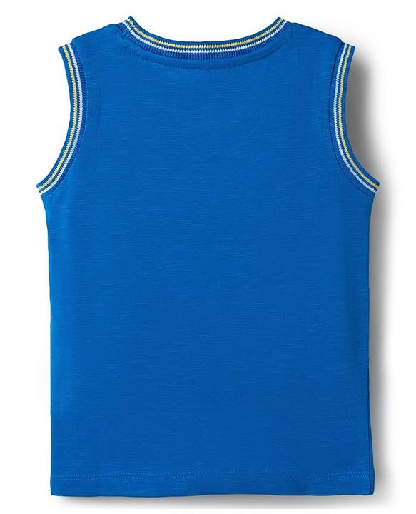 Babyhug Cotton Knit Sleeveless Tank T-Shirt with Text Print Pack of 3 - Red Yellow & Blue