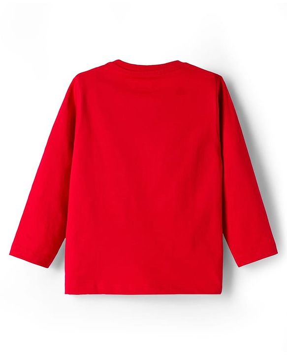 Babyhug Cotton Knit Full Sleeves T-Shirt & Pyjama Night Suit With Tiger Astronaut Print - Red & Blue
