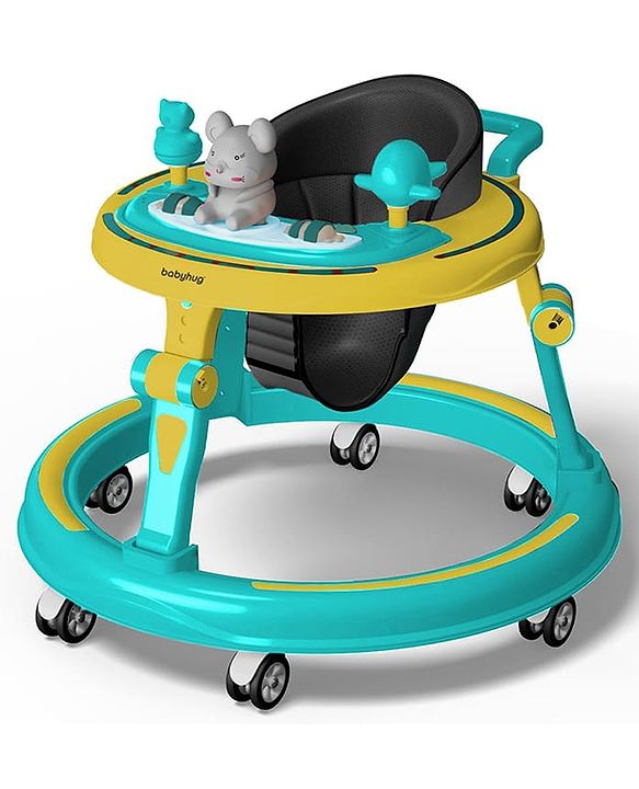 Babyhug 360° Joy Baby Walker with Convertible Feeding & Musical Toy Tray - Pink| Adjustable Height| Compact Fold| Activity cum Push Walker| Smooth Swivel Wheels| Padded Cushion Seat