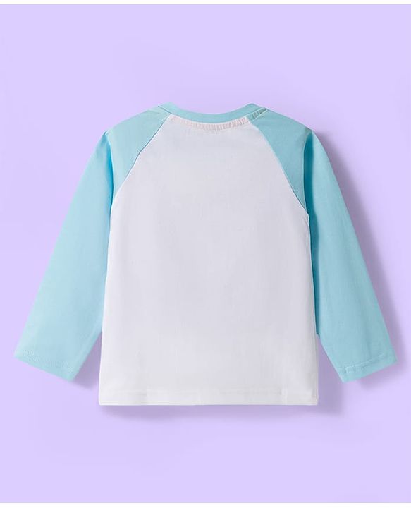 Babyhug Cotton Knit Raglan Full Sleeves Nautical Theme Printed T-Shirt & Pyjama Night Suit - White & Light Blue