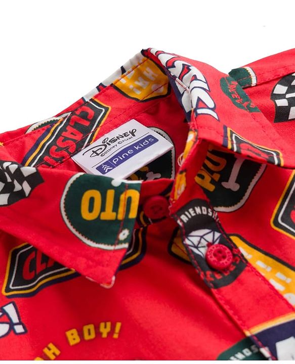Pine Kids Disney 100% Cotton Woven Half Sleeves Shirt With Mickey Mouse Graphics - Multicolour