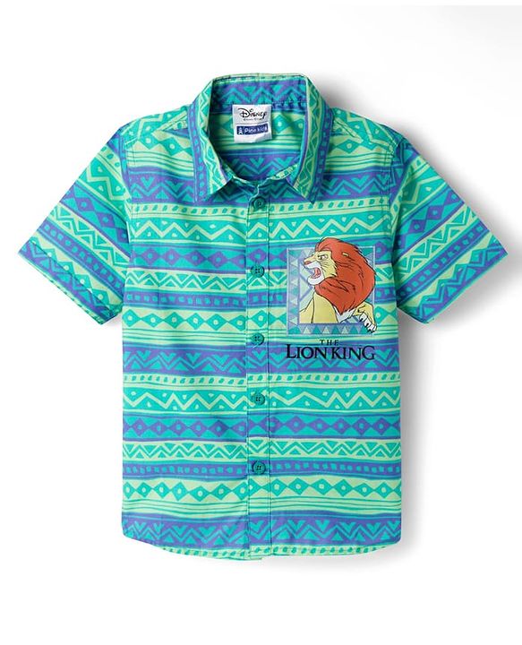 Pine Kids Disney 100% Cotton Woven Half Sleeves Shirt With Lion King Graphics - Multicolour