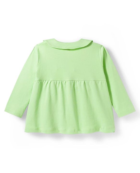 Babyhug Interlock Knit Full Sleeves Frock with Bloomer & Kitty Print - Light Green