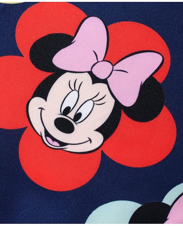 Babyhug Disney Sleeveless V Cut Swimsuit With Minnie Mouse Print - Navy Blue