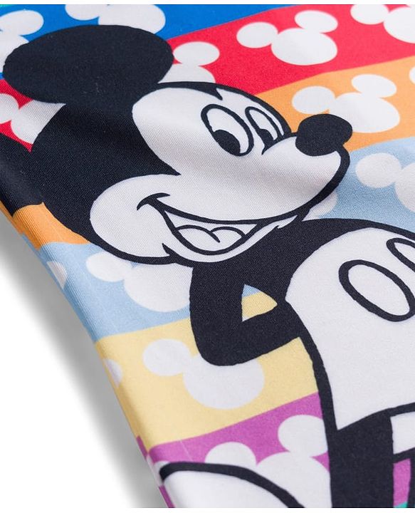 Babyhug Disney Half Raglan Sleeves Legged Swimsuit with Mickey Mouse Graphic - Multicolor