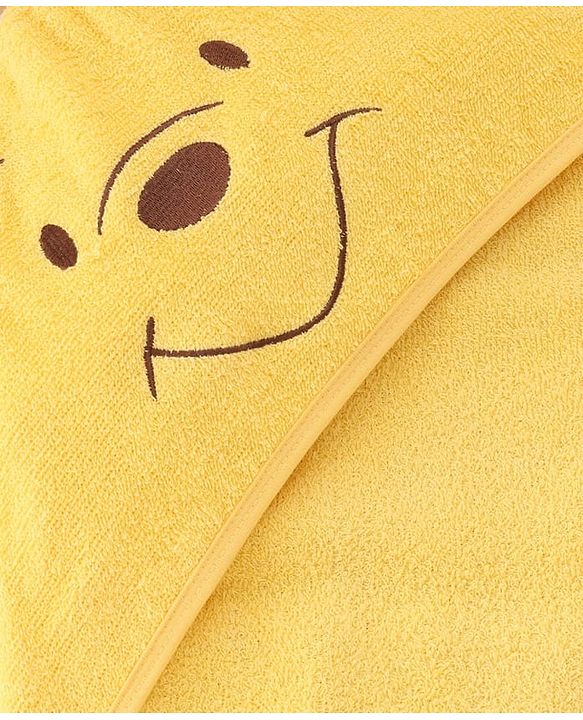 Babyhug Disney 100% Cotton Woven Hooded Towel With Pooh Design L 71 x B 71 cm - Yellow