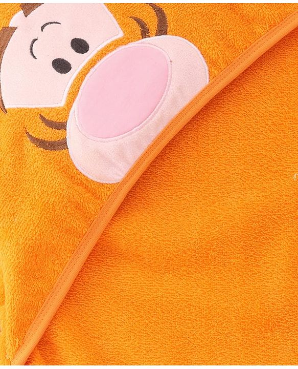 Babyhug Disney Cotton Woven Hooded Bath Towel with Tiger Design L 71 x B 71 cm - Orange
