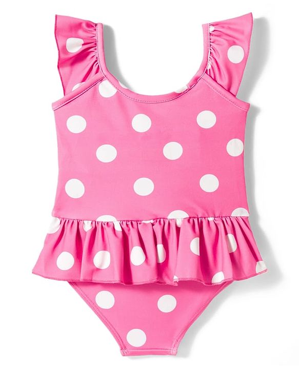Babyhug Disney Sleeveless Frock Swimsuit With Minnie Mouse Graphics - Pink
