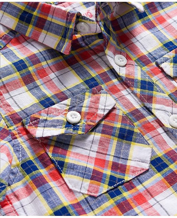 Babyhug Cotton Woven Half Sleeves Checks Shirt - Multicolor