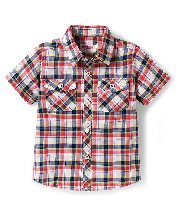 Babyhug Cotton Woven Half Sleeves Checks Shirt - Multicolor