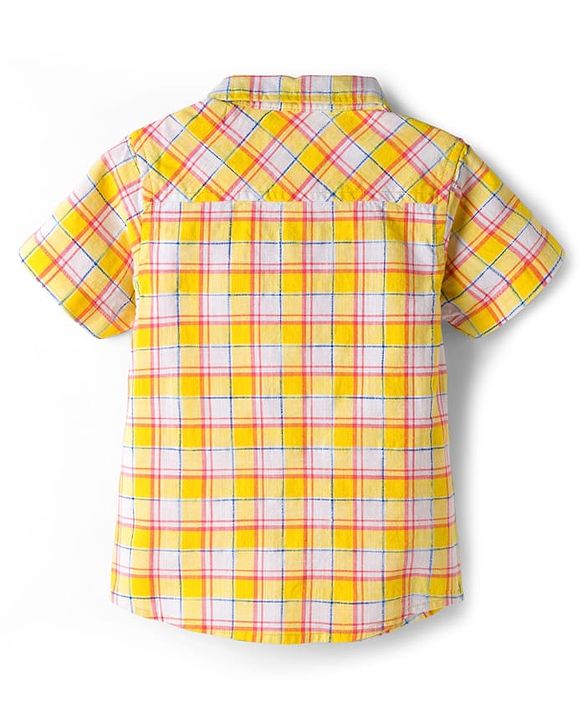 Babyhug Cotton Woven Half Sleeves Checks Shirt with T-Shirt - Multicolor