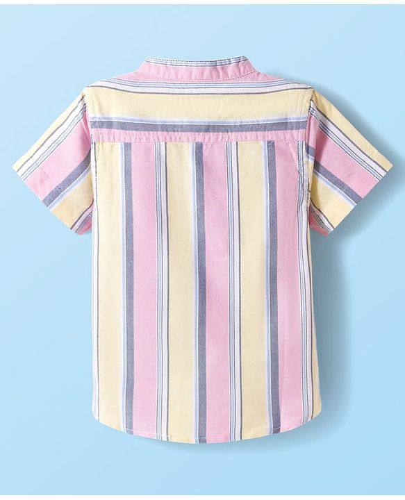 Babyhug Half Sleeves Mandarin Collar Striped Kurta Shirt - Multicolor