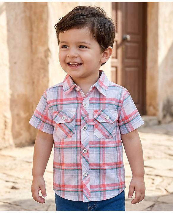 Babyhug Cotton Woven Half Sleeves Checked Shirt - Multicolor