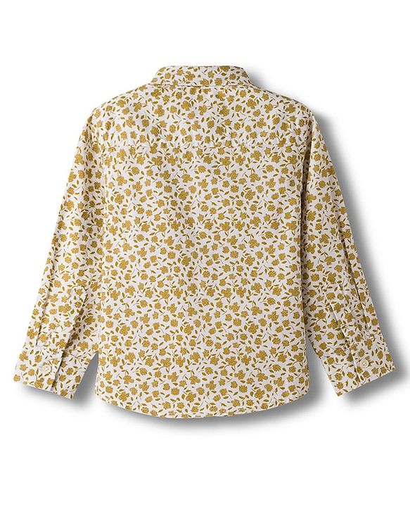 Babyhug Cotton Woven Full Sleeves Floral Printed Shirt -White & Yellow