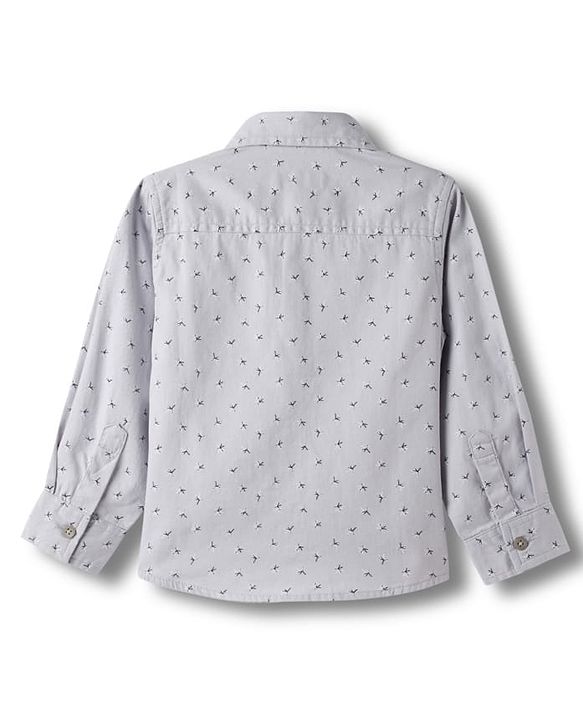 Babyhug Cotton Woven Full Sleeves Printed Shirt - Grey