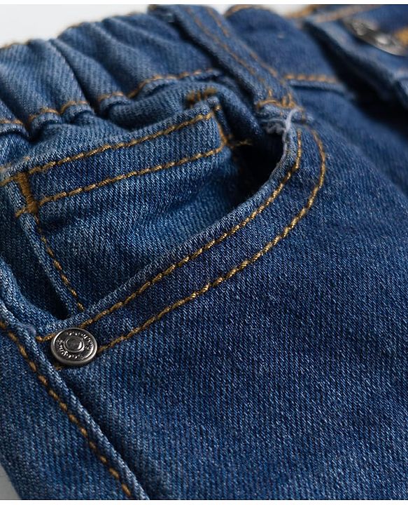 Babyhug Full Length Washed with Stretch Denim Jeans - Navy Blue