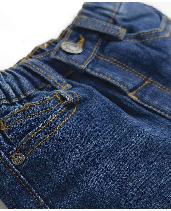 Babyhug Full Length Washed with Stretch Denim Jeans - Navy Blue