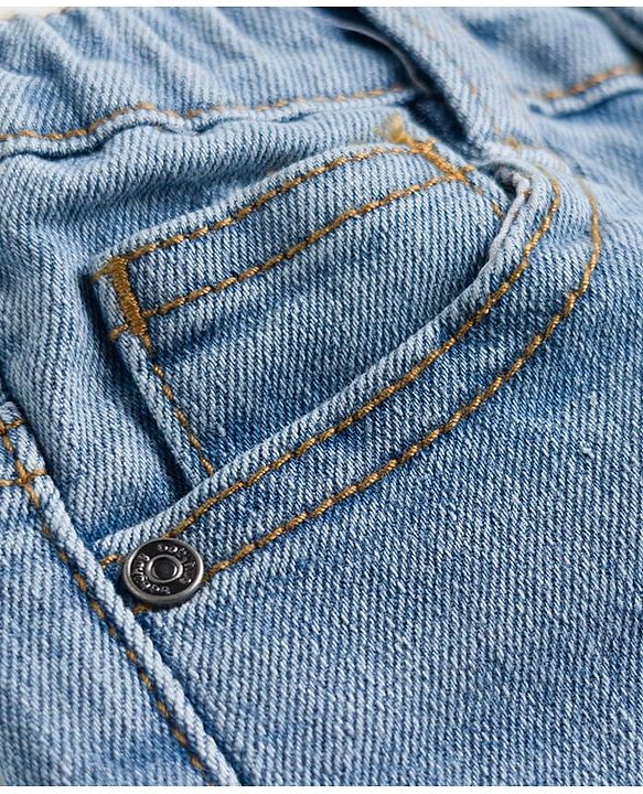 Babyhug Full Length Washed with Stretch Denim Jeans - Navy Blue