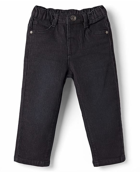 Babyhug Full Length Washed with Stretch Denim Jeans - Navy Blue