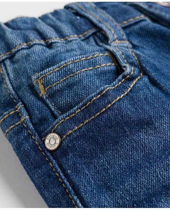 Babyhug Full Length Washed  Denim Jeans with Stretch - Navy Blue