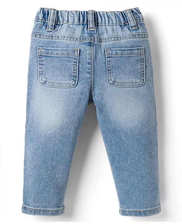 Babyhug Full Length Washed  Denim Jeans with Stretch - Navy Blue