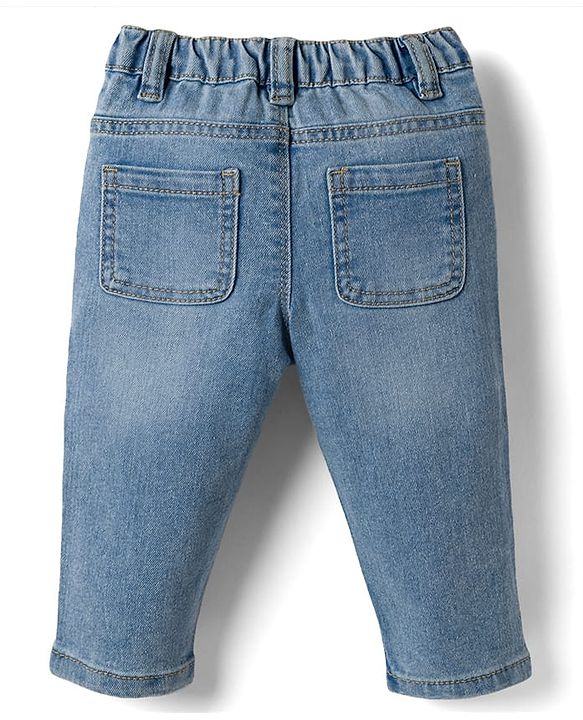 Babyhug Full Length Washed  Denim Jeans with Stretch - Navy Blue