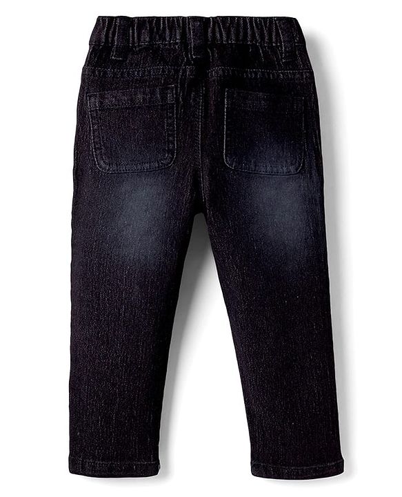 Babyhug Full Length Washed  Denim Jeans with Stretch - Navy Blue