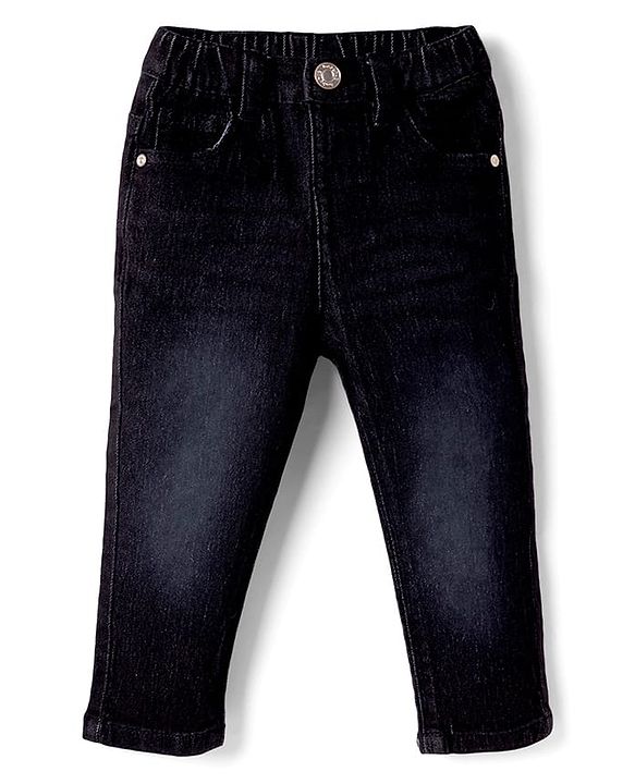 Babyhug Full Length Washed  Denim Jeans with Stretch - Navy Blue