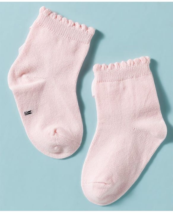 Cute Walk by Babyhug Non Terry Knit Ankle Length Solid Party Socks With Bow Applique Pack of 3 - Multicolor
