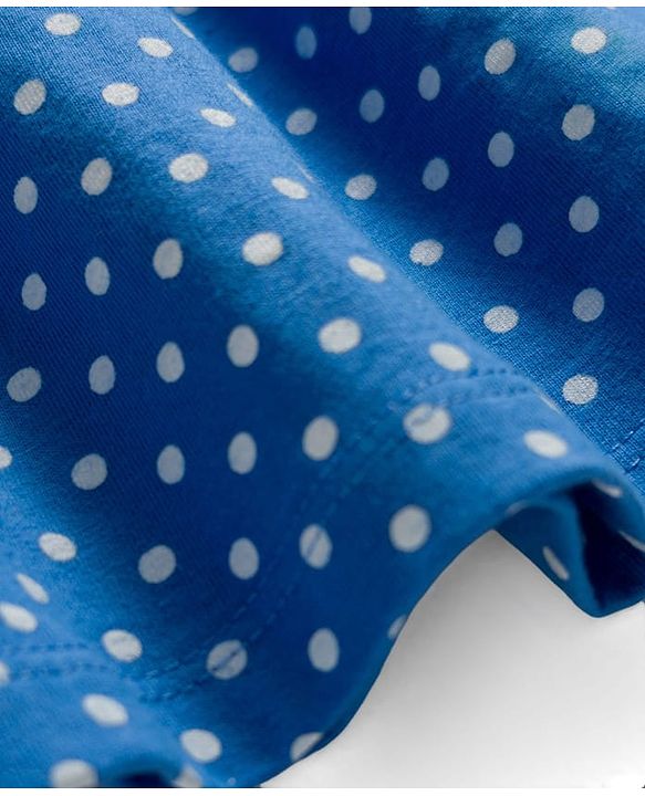 Babyhug Single Jersey Knit Sleeveless Frock With Polka Dot Print - Blue