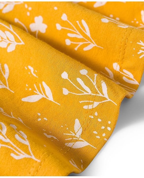 Babyhug Single Jersey Knit Sleeveless Frock with Floral Print - Yellow