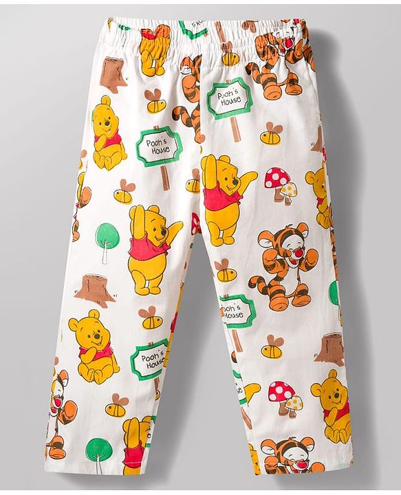 Babyhug Disney 100% Cotton Woven Full Sleeves Front Open Co-Ords Shirt & Pyjama Night Suit With Winnie the Pooh Print - Multicolour