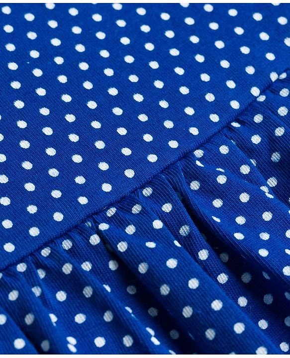 Babyhug Single Jersey Knit Sleeveless Frock with Polka Dots Print - Blue