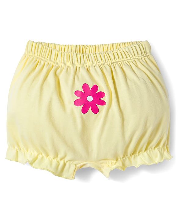 Babyhug 100% Cotton Knit Bloomers with Floral Print Pack of 3 - Yellow Purple & Pink