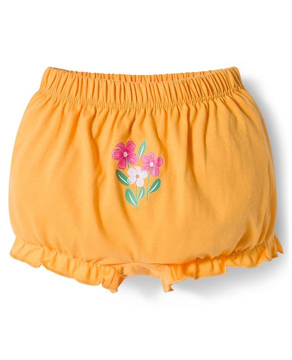 Babyhug 100% Cotton Knit Bloomers with Floral Print Pack of 3 - Yellow White & Red