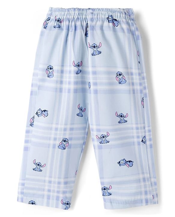 Babyhug Disney Cotton Woven Full Sleeves Co-ords Night Suit With Lilo & Stitch - Blue