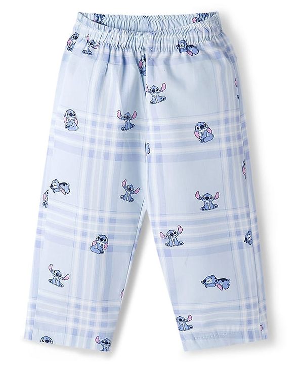 Babyhug Disney Cotton Woven Full Sleeves Co-ords Night Suit With Lilo & Stitch - Blue