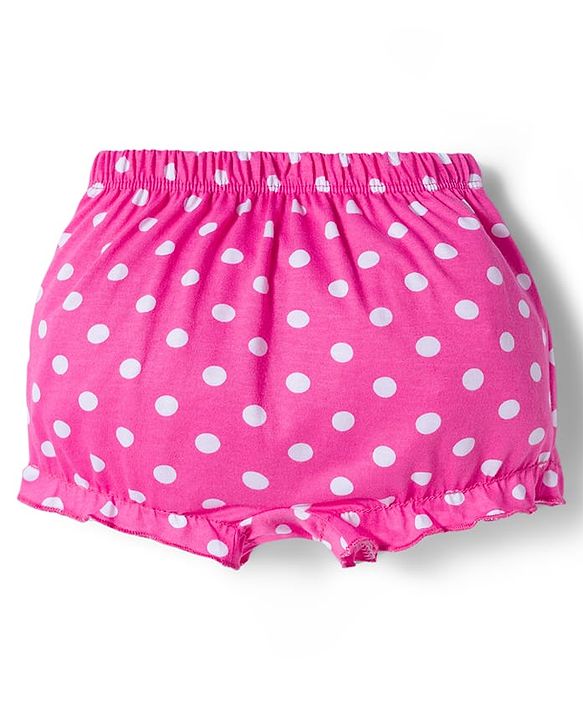 Babyhug 100% Cotton Knit Bloomers with Floral & Polka Dot Print Pack of 3 - Yellow Blue & Pink