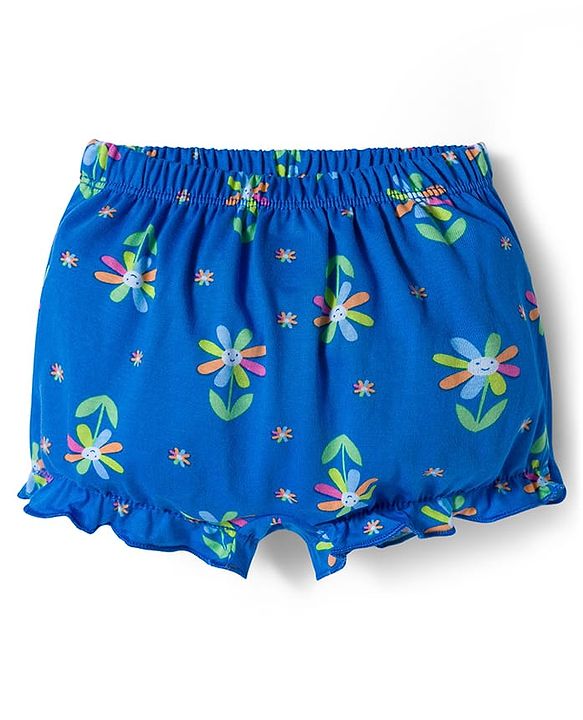 Babyhug 100% Cotton Knit Bloomers with Floral & Polka Dot Print Pack of 3 - Yellow Blue & Pink