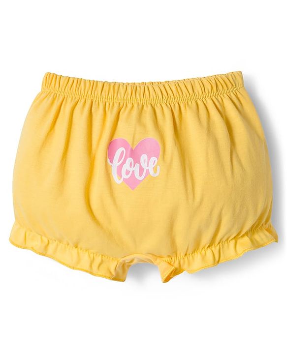 Babyhug 100% Cotton Knit Bloomers with Floral & Polka Dot Print Pack of 3 - Yellow Blue & Pink