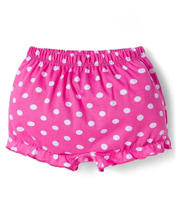 Babyhug 100% Cotton Knit Bloomers with Floral & Polka Dot Print Pack of 3 - Yellow Blue & Pink