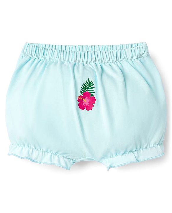 Babyhug 100% Cotton Single Jersey Knit Bloomer With Floral Print Pack Of 3 - Light Blue & Pink