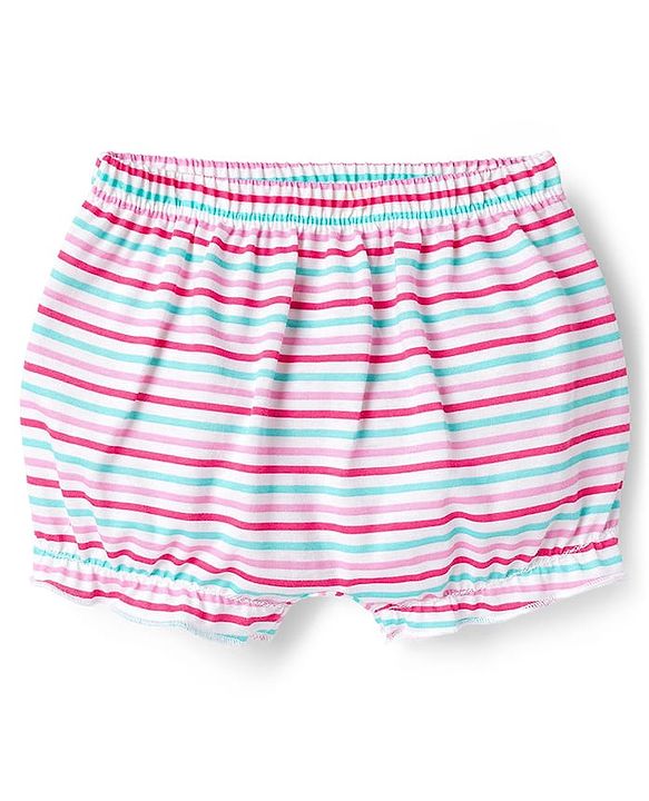 Babyhug 100% Cotton Single Jersey Knit Bloomer With Floral Print Pack Of 3 - Light Blue & Pink